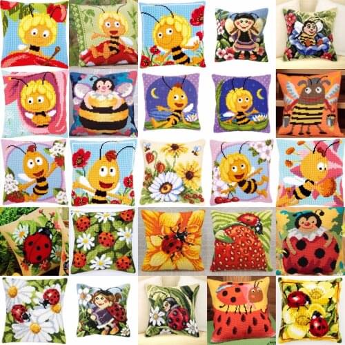 Oneroom DIY Needlework Kit Acrylic Yarn Embroidery Pillow Tapestry Canvas Cushion Front Cross Stitch Pillowcase animals