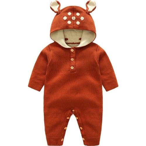 Wholesale 2017 Autumn Knitted baby boys girls clothes set long-sleeve Reindeer Newborn baby Romper jumpsuit roupas de bebe