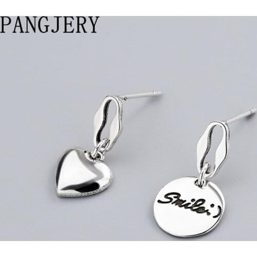 PANGJERY 925 Sterling Silver Earrings for Women Fashion Simple Creative Asymmetric Geometric Wedding Anniversary Jewelry Gifts
