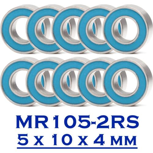 MR105RS Bearing ABEC-3 (10PCS) 5*10*4 mm Miniature MR105-2RS Ball Bearings RS MR105 2RS With Blue Sealed L-1050DDU