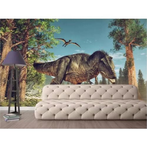 Custom photo 3d wallpaper Dinosaur forest pristine blue sky white background home decor 3d wall murals wallpaper for walls 3 d