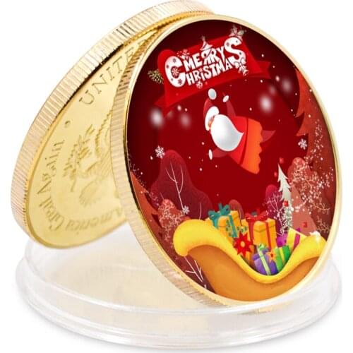 Merry Christmas Souvenir Gifts Gold Plated Coin for Kids Fun Item 40cm Metal Coin Art Ornament