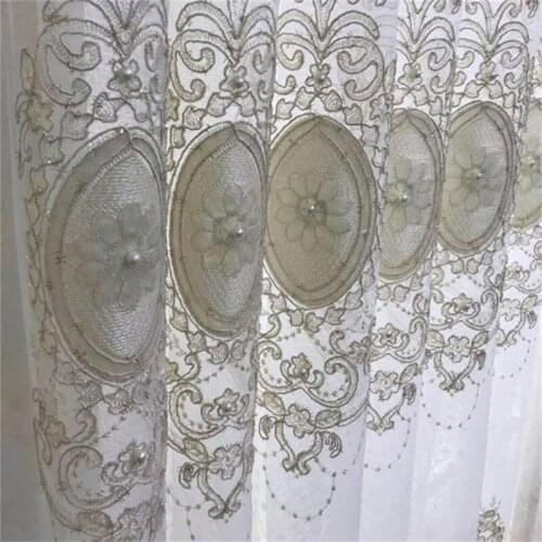 Luxury Bead and Velvet Embroidered Tulle Curtain For Living Room Bedroom Window Screen Custom European Royal Home Decor