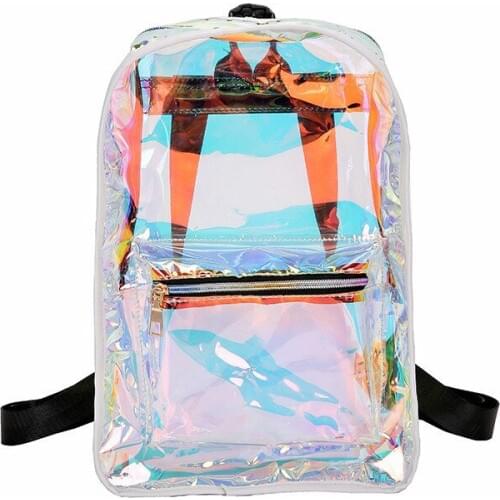 Women Backpacks Clear PVC Laser Hologram Backpack Transparent Girls Casual Shoulder School Backpack Mochila Feminina Travel Bag