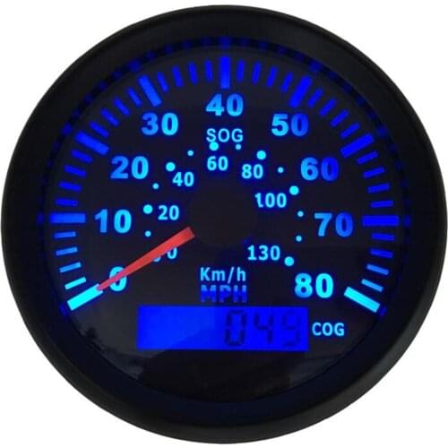 Pack of 1 Blue Backlight GPS Speedometer 85mm 0-80MPH Speed Indicator Gauges 0-130km/h Waterproof Speed Mileometer for Auto Boat