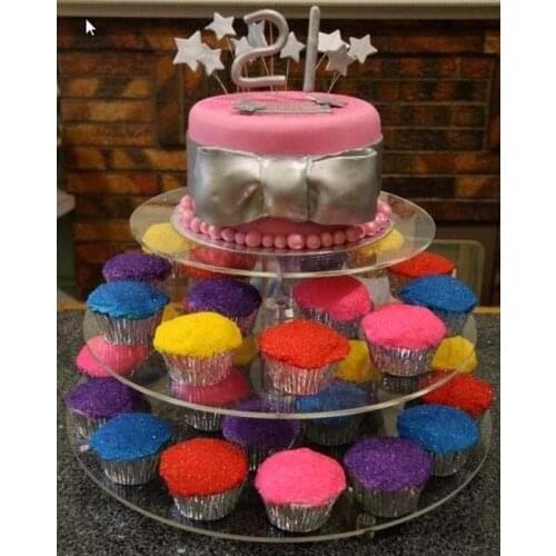 3 Tier Crystal Clear Circle Acrylic Cupcake Stand Wedding Party High Supply Craft Decor Display Hot Sale