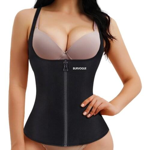 Women Latex Waist Trainer Sauna Sweat Vest Slimming Underwear Weight Loss Shirt Fat Burner Workout Tank Top Zipper Shapewear 3XL