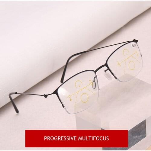 Progressive Multifocus Ultralight Reading Glasses Women Men High Quality Spring Hinges Anti Blu Ray Anti Fatigue +1 +1.5 +2 To+4