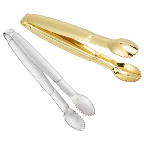 Stainless steel cube clamp ice clamp Thick food clamp gold plated sugar cube clamp food standard