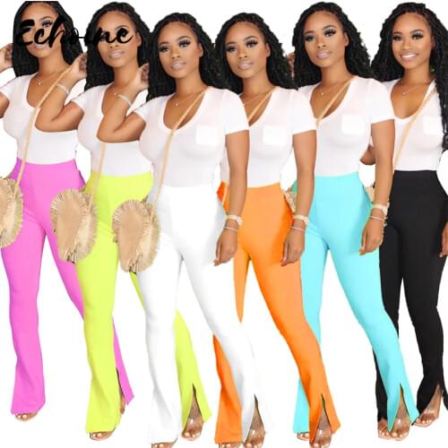 2020 Summer Women Pants Orange Leggings Fitness High Waist Open Fork Trousers Sexy Party Street Club Beach Pants Sweatpants 2XL