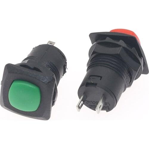 10pcs/batch DS-426 square self-locking 2-pin 250V 1.5A button switch connector 12mm round button switch