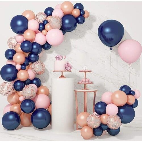 121pcs/lot Rose Gold balllons Navy Blue ballloons Garland Arch Kit Pink Confetti Balloons Birthday Party Baby Shower Decorations