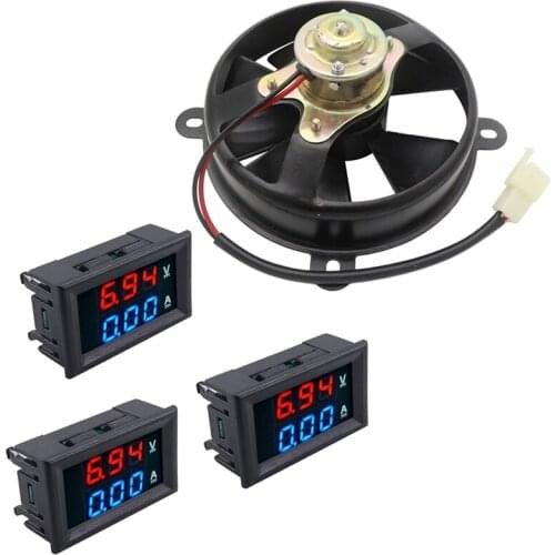 1x 6 Inch Electric Cooling Fan Radiator for Quad Dirt Bike Buggy Atv Karting 150 250Cc & 3Pcs LED Digital DC 0-100V 10A Voltage