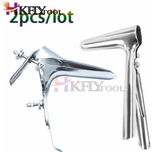 2Pcs/Lot Medical Themed Stainless Steel Expansion Yin Voyeuristic Device Vaginal Anal Dilators Colposcope Speculum Anal Product