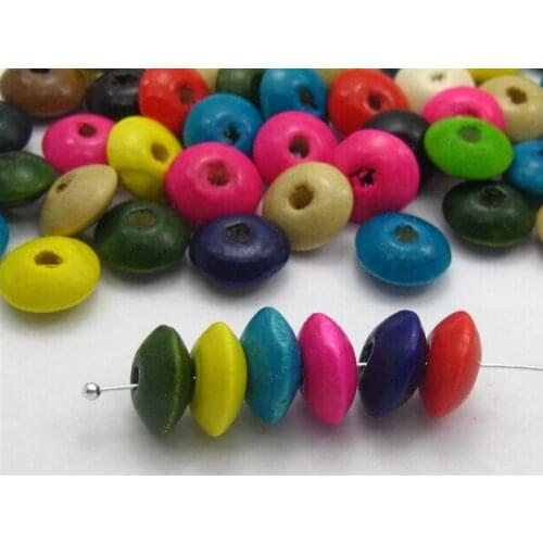 200pcs 10mm * 5 mm mixed color DIY jewelry accessories wood beaded material jewely Decorative Accessories