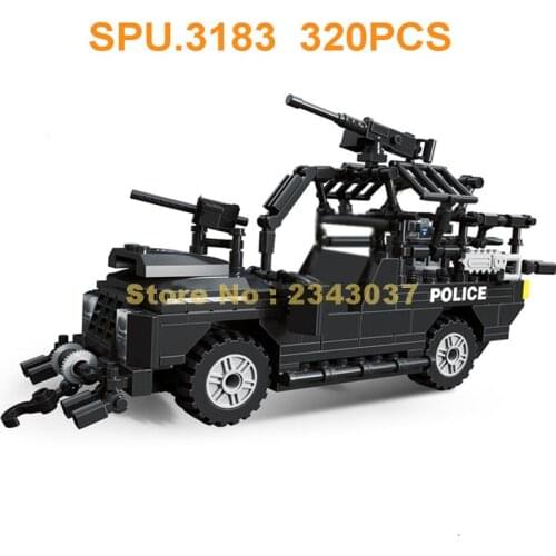 20044 320pcs Urban Swat Police Reconnaissance Vehicle 3 Dolls Building Blocks Toy