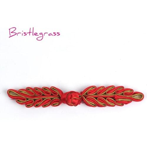 BRISTLEGRASS 5 Pair Handmade Red Leaf Chinese Knot Buttons Frog Closure Ribbon Fasteners Cheongsam Costume Suit DIY Sewing Craft