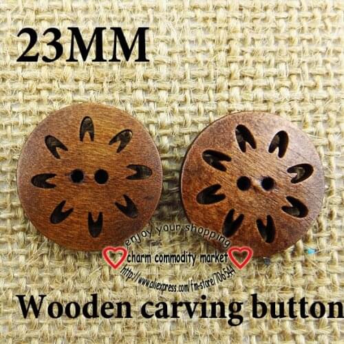 50PCS 23MM carving flower painting wooden buttons coat boots sewing clothes accessories MCB-639