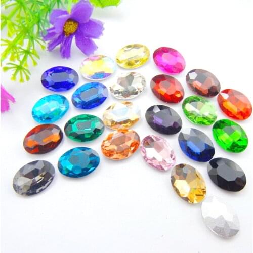 7 sizes mix colors Oval shape Multifaceted rhinestones Glue on Colorful Strass Crystal Stones for DIY handicraft decoration