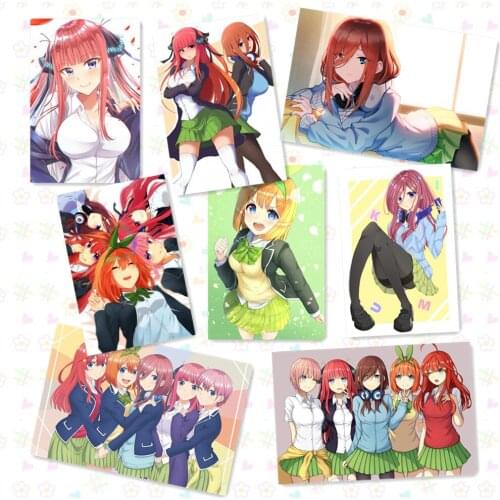 8 pcs/lot Anime The Quintessential Quintuplets Posters toy 8 Paintings Wall Picture embossed Poster Toy gift 42x29cm