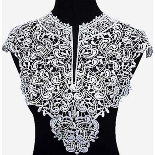 Patches fabric collar Trim Neckline Applique for dress/wedding/shirt/clothing/DIY/Sewing flower Floral Embroidered lace stand Wh