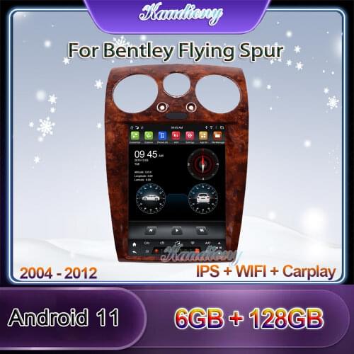 Kaudiony 12.1" Tesla Style Android 10.0 For Bentley Flying Spur Car Radio Car Dvd Player Auto GPS Navigation Stereo 4G 2004-2012