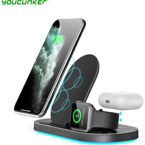 3 In 1 Wireless Charger 15W Qi Folding Portable Bracket Charger For IPhone 12/11Pro 8 X XS Apple Watch Series 5 4 3 Airpods Pro