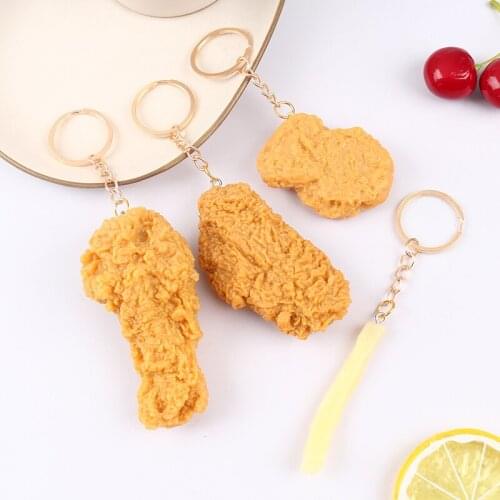 1PCS Promotional Gift KeyRing Imitation Food Keychain French Fries Chicken Nuggets Fried Chicken Leg Food Pendant Childrens Toy