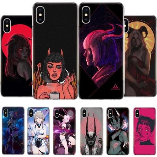 Evil demon cartoon girl Phone Case For iPhone 11 12 6 6s 7 8 Plus X XS XR Pro Max MINI 5 5s SE Cover Coque soft Silicone TPU