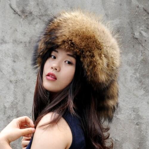CX-C-169A 2017 New Design High Quality Raccoon Fur Ladies Fashion Hats