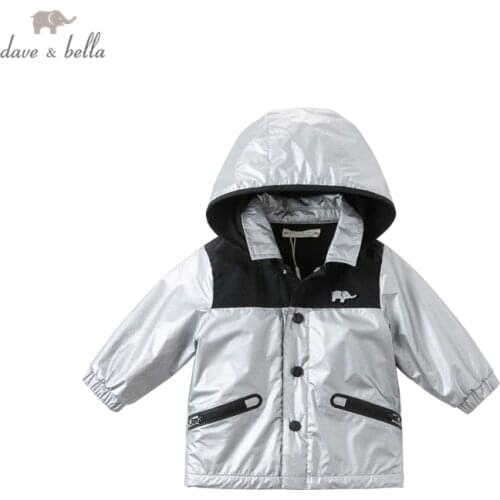 DB14859 dave bella autumn baby boys handsome patchwork pockets hooded zipper coat children tops fashion infant toddler outerwear