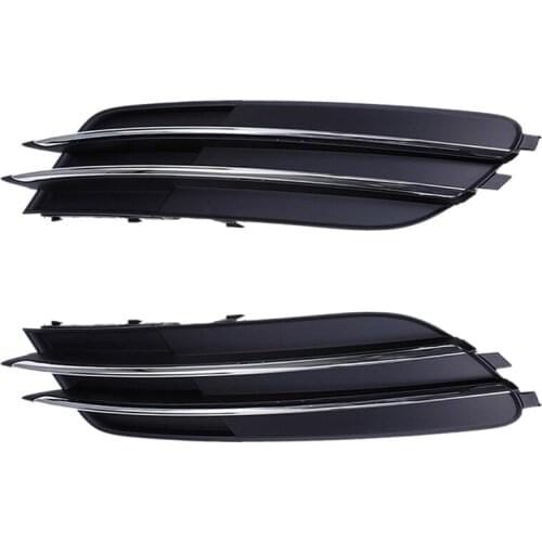 For A6 C7 2011-2014 Chrome Strip Front Left Right Bumper Lower Grilles Cover Front Fog Light Cover Lamp Mask