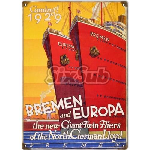 1929 bremen and europa twin fliers cruise ship stickers decals# 027054