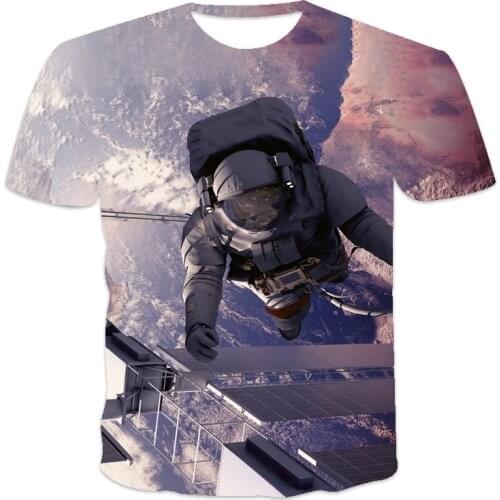 Summer new O-neck mens T-shirts best-selling oversized loose mens T-shirts short sleeve space printing O-neck mens T-shirts