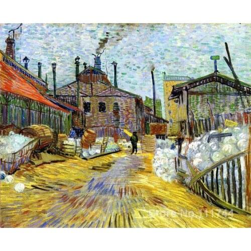 Paintings by Vincent Van Gogh A factory at Asnieres Hand painted art on canvas High quality