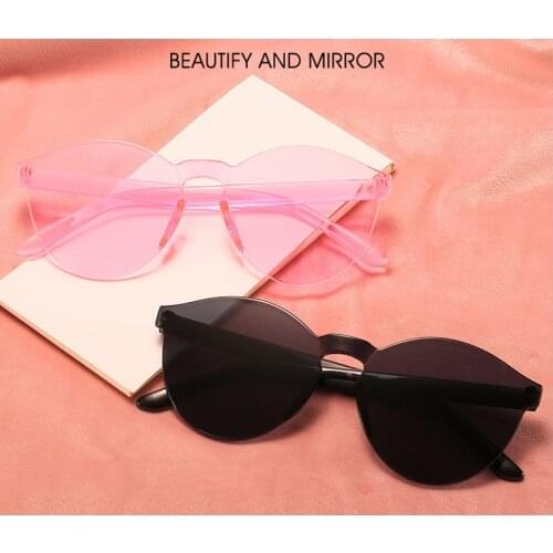 Classic frameless one-piece jelly transparent sunglasses ladies one-piece sunglasses