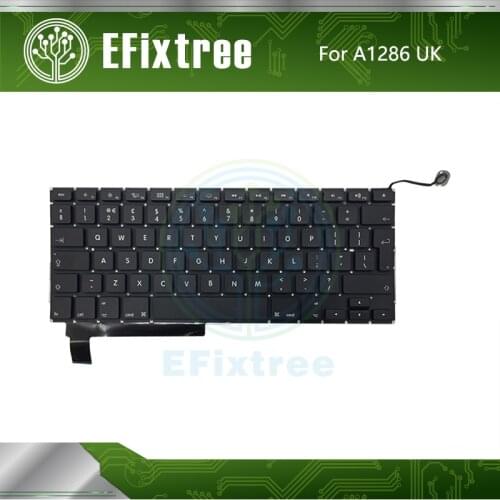 10 PCS/Lot Laptop A1286 Keyboard UK Layout For Macbook Pro 15'' A1286 English Keyboard+Backlight Backlit+Screws 2009-2012 Year