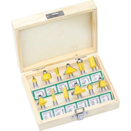 12pcs Milling Cutter Router Bit Set 8mm Wood Cutter Carbide Shank Mill Woodworking Trimming Engraving Carving Cutting Tools