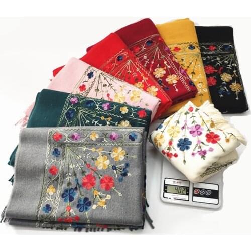 2019 NEW women scarf fashion embroidery cashmere scarves lady winter shawls with tassel long size wraps pashmina bandana foulard