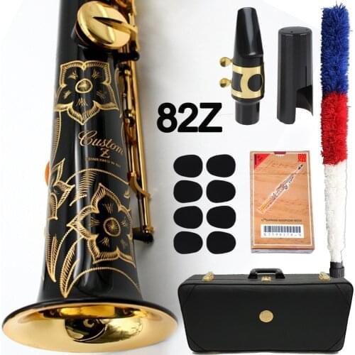 New MFC Saxophone Soprano 82Z Professional Soprano Sax Custom Black Lacquer Single Piece Straight Mouthpiece Reeds Neck Case
