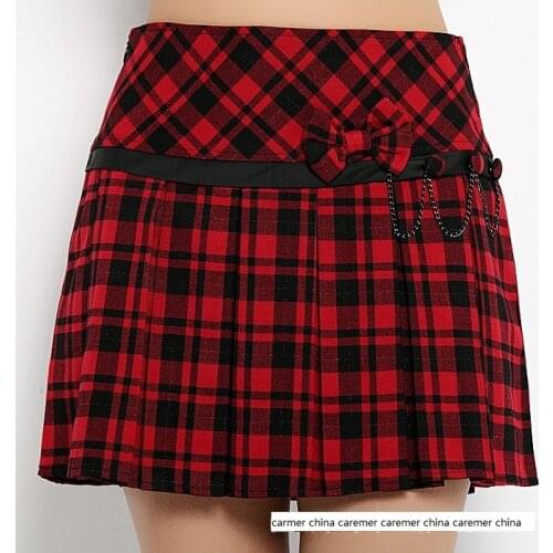 Autumn Fashion Popular Style Pleated Short Skirts Womens Red Scotland Tartan Kilt Plaid Teen Girls Student