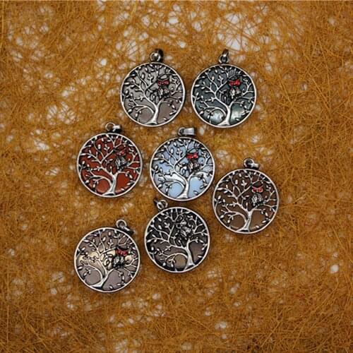 6pcs Natural stone owl tree of life pendant amethysts necklace Meditation Quartz Treat Crystal Charm for Jewelry Making Free