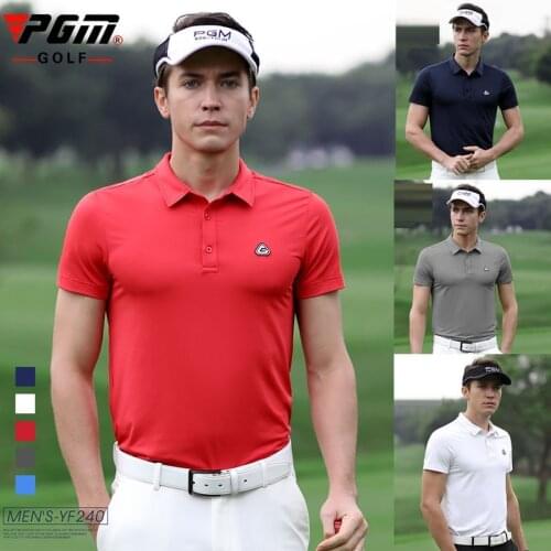PGM Summer Golf Clothing Men Shirt Competition Sports Ball Suit Breathable Short Sleeve T Shirt Golf Apparel in 5 Colors