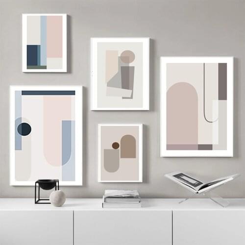 Nordic Modern Abstract Canvas Poster Multicolored Geometric Pattern Wall Art Paintings Oictures for Living Room Home Decoration