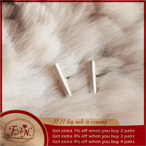 2021 New Trendy Hot Sale Casual Daliy Girls Women Lady Silver Color 1cm Stick Shape Temperament Fashion Stud Earrings Nice Gift