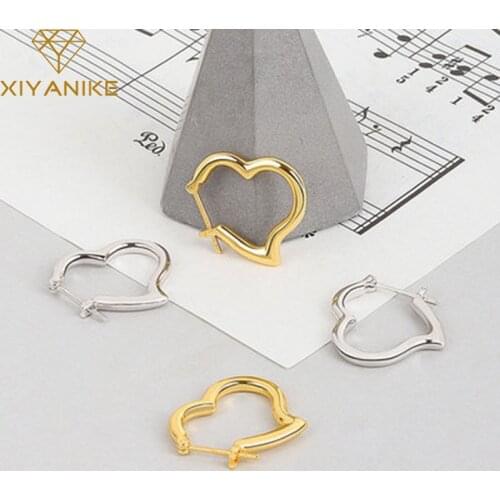 XIYANIKE 925 Sterling Silver Hot Selling Love Heart Hoop Earrings Sweet lovely Jewelry Wholesale Couple Boucle Oreille Femme