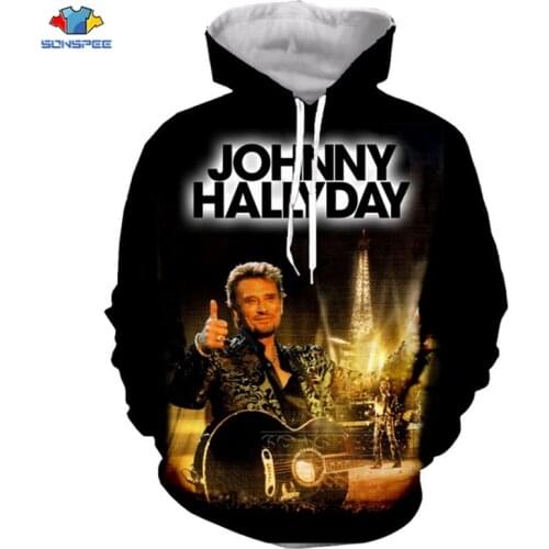 SONSPEE Johnny Hallyday funny 3D Printed Men Women Hooded Sweatshirt Fashion Graphic Hoodie Casual Streetwear Pullover Tops F6