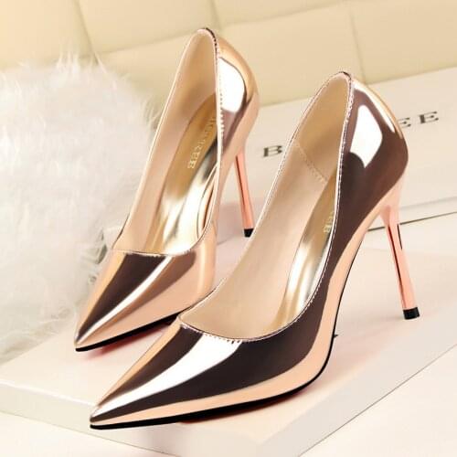 BIGTREE Shoes Sexy High Heels Woman Basic Pumps Shoes Patent Leather Ladies Wedding Shoes Bride Fashion Summer Shoes Stiletto