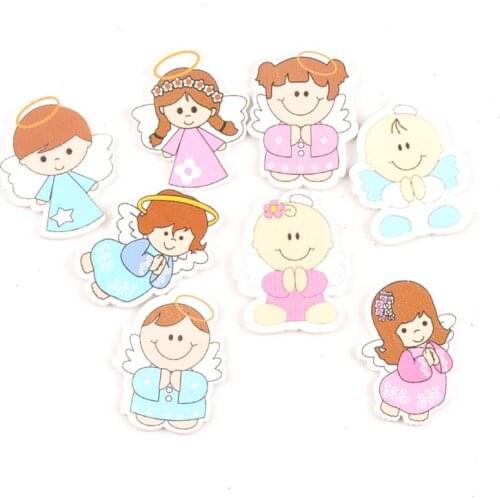Lovely Baby angel painted Wooden Scrapbooking Diy Craft for party festival decoration ornament handicrafts 20pcs mt2556