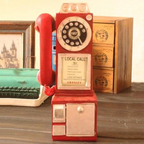 Vintage Rotate Classic Look Dial Pay Phone Model Retro Booth Home Decoration Ornament MAZI888